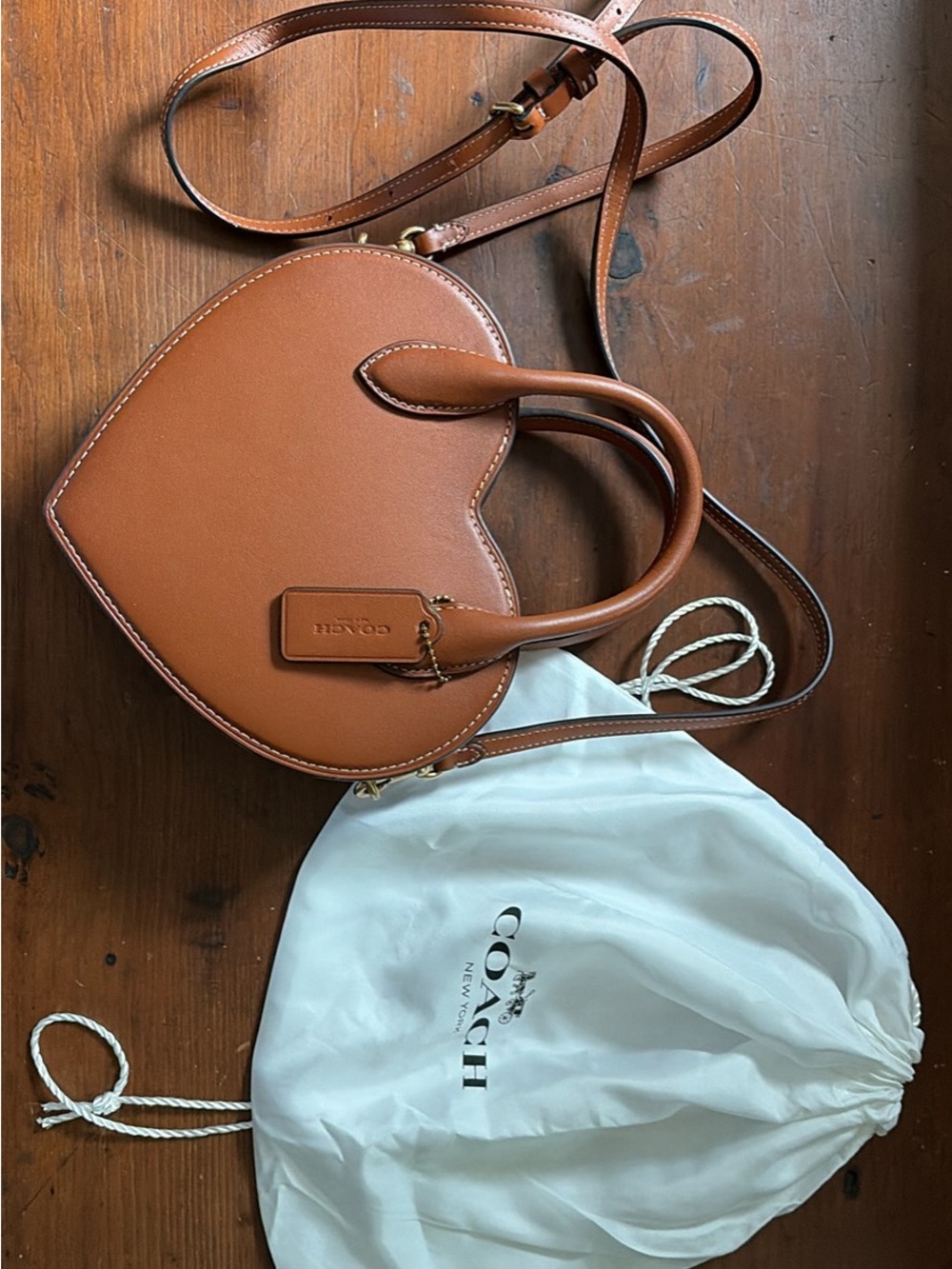 Coach Heart-Shaped Crossbody Bag in Tan - Picture 4 of 6